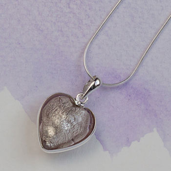 Murano Glass Heart Sterling Silver Pendant, 10 of 12