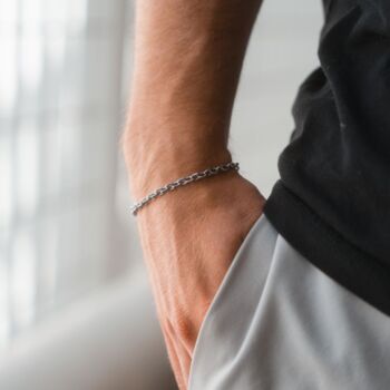 Stainless Steel Rolo Chain Bracelet For Men, 4 of 9