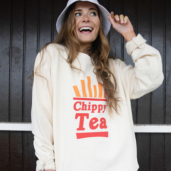 Chippy Tea Unisex Slogan Sweatshirt With Chips Graphic, 2 of 3