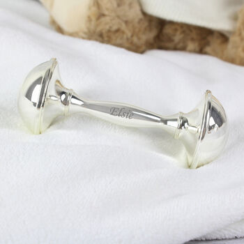Personalised Baby Silver Rattle Christening Gift, 3 of 5