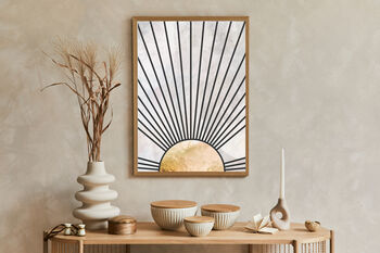 Two Boho Sun Black Gold Bohemian Wall Art Prints, 5 of 5