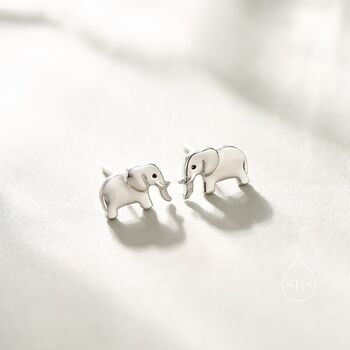 Cute Dainty Elephant Stud Earrings In Sterling Silver, 2 of 12