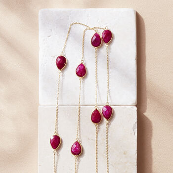 Ruby Gemstone Gold Chain Long Necklace, 5 of 7