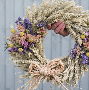 Colourful Wildflower Dried Flower Wreath, 2 of 12