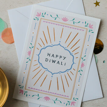 Set Of Four Hand Finished Sparkly Diwali Cards, 2 of 7