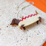 Dachshund Hot Dog Costume Perspex Halloween Necklace, thumbnail 2 of 4