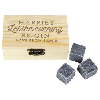 Personalised Let The Evening Be Gin Cooling Stones Set, 5 of 5