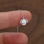 Sterling Silver White Opal Planet Threader Earrings, thumbnail 4 of 12