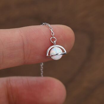 Sterling Silver White Opal Planet Threader Earrings, 4 of 12