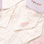 Baby Girls Blossom And Heart Babygrow And Hat Gift Set, thumbnail 6 of 12