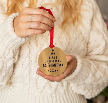 'First Christmas As Grandma' Christmas Decoration Bauble, 3 of 7