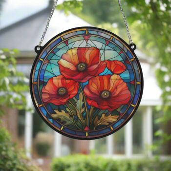 Poppy Stained Glass Effect Suncatcher, 3 of 6