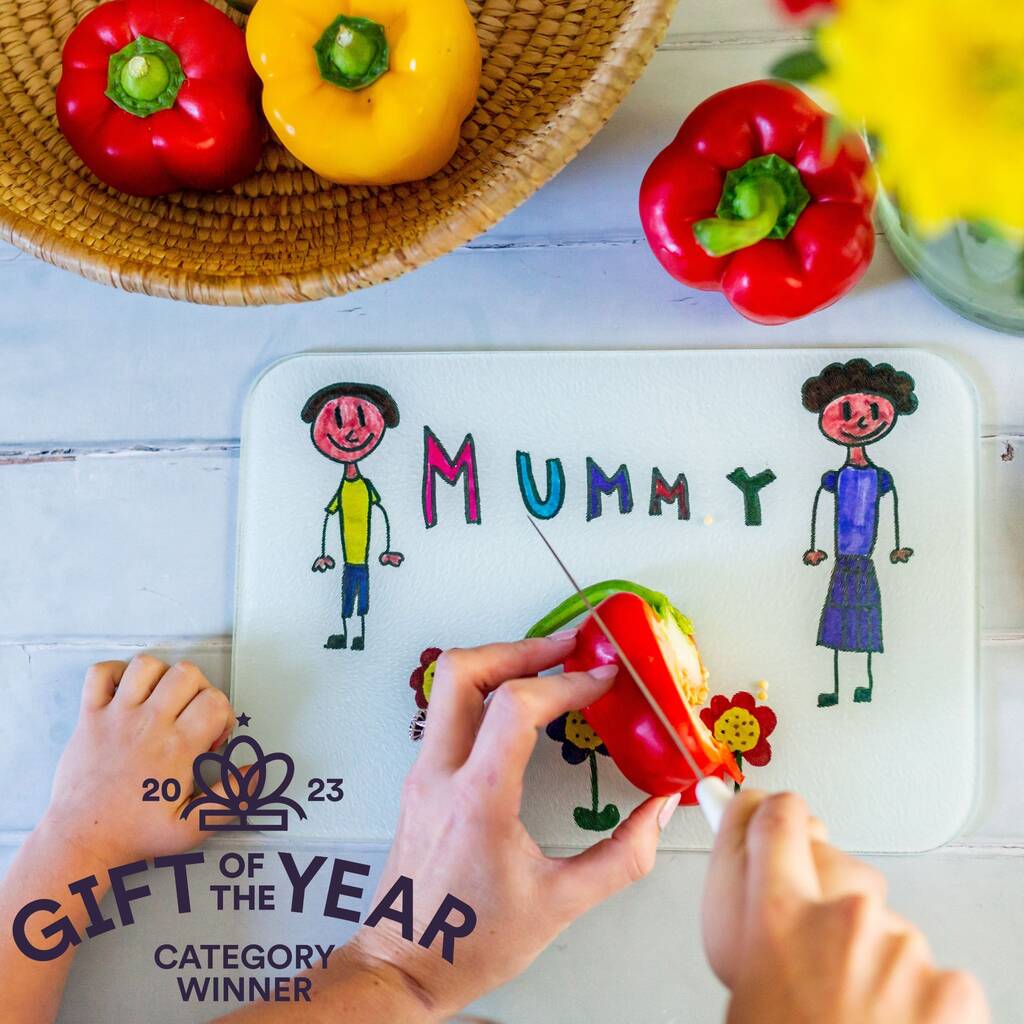 Mummy's Personalised Chopping Board Child's Drawing, 1 of 6