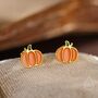 Sterling Silver Enamel Pumpkin Stud Earrings, thumbnail 5 of 12