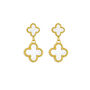 White Twin Clover Earring In 18 K Gold Plate, thumbnail 1 of 4