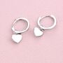 Sterling Silver Modern Heart Huggie Earrings, thumbnail 2 of 7