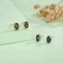 Sterling Silver Moss Agate 4x6mm Oval Stud Earrings, thumbnail 2 of 11