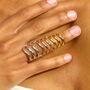 Tri Tone Waterfall Armour Ring In Rose Gold And Gold, thumbnail 2 of 4