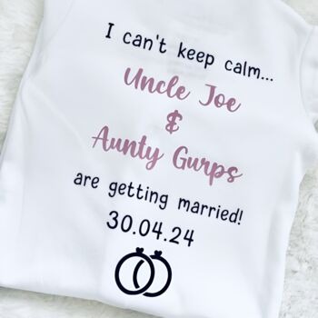 I Cant Keep Calm Aunt Uncle Are Getting Married Babygro, 2 of 5