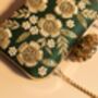 Floral Dream Emerald Green Silk Clutch, thumbnail 2 of 5