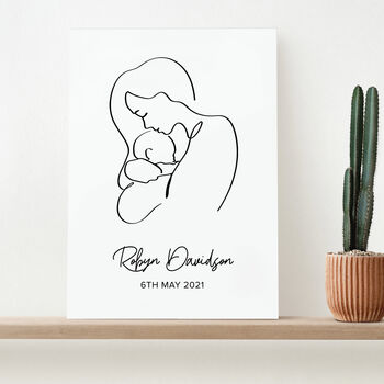 Personalised Line Art New Mum And Baby's Love Print, 2 of 12