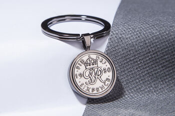 1950 75th Birthday Sixpence Coin Keyring Gift, 4 of 5