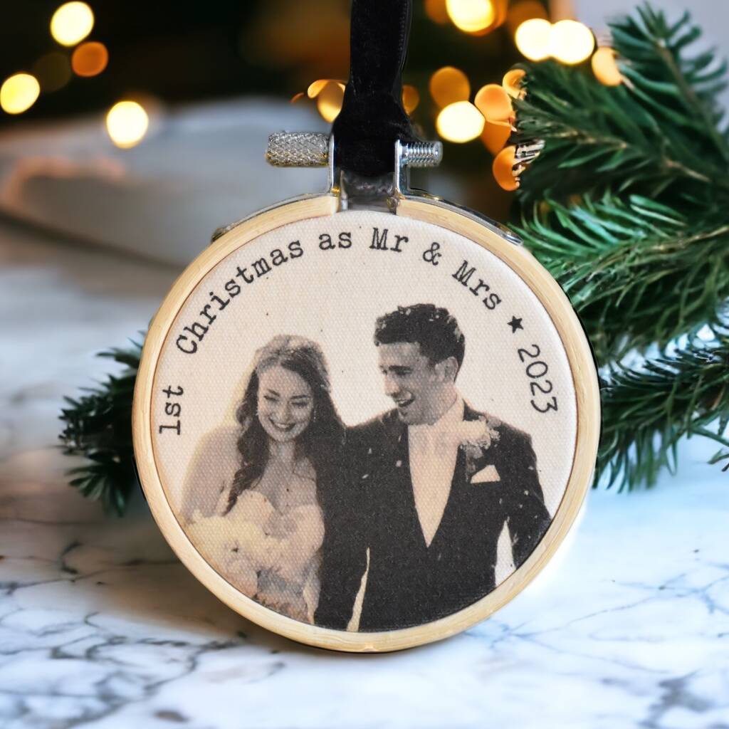 1st Christmas As Mr And Mrs Personalised Decoration, 1 of 5