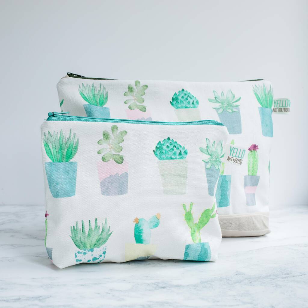 Succulent And Cactus Make Up Wash Bag By Yellowstone Art Boutique ...