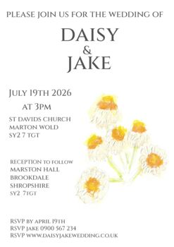 Pack 12 Daisy Original Botanical Wedding Place Name Cards Double Sided, 4 of 6