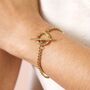 Stainless Steel T Bar Trace Chain Bracelet In Gold, thumbnail 2 of 3