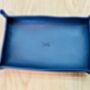 Personalised Rectangle Dark Blue Leather Desk Tray, thumbnail 7 of 12