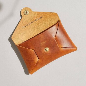 Personalised Tan Brown Leather Card + Coin Purse, 3 of 5