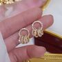 Monaco D’or Gold Pavé Row Hula Hoop Charm Gift Earrings, thumbnail 3 of 3