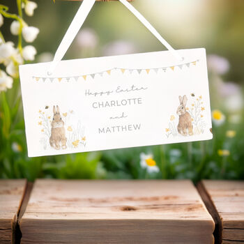 Personalised Spring Bunny Wooden Sign, 4 of 5