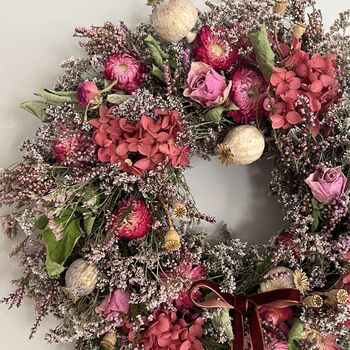 Autumnal Dried Flower Heather And Poppy Wreath, 4 of 9