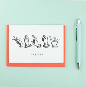 Party, Sign Language Card By Bird Brain London | notonthehighstreet.com