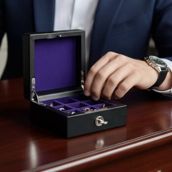 Personalised Hand Finished Leather Cufflink Box, 10 of 10