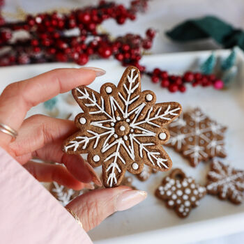 Scandi Gingerbread Snowflake Christmas Biscuit Baking And Decorating Kit, 3 of 9