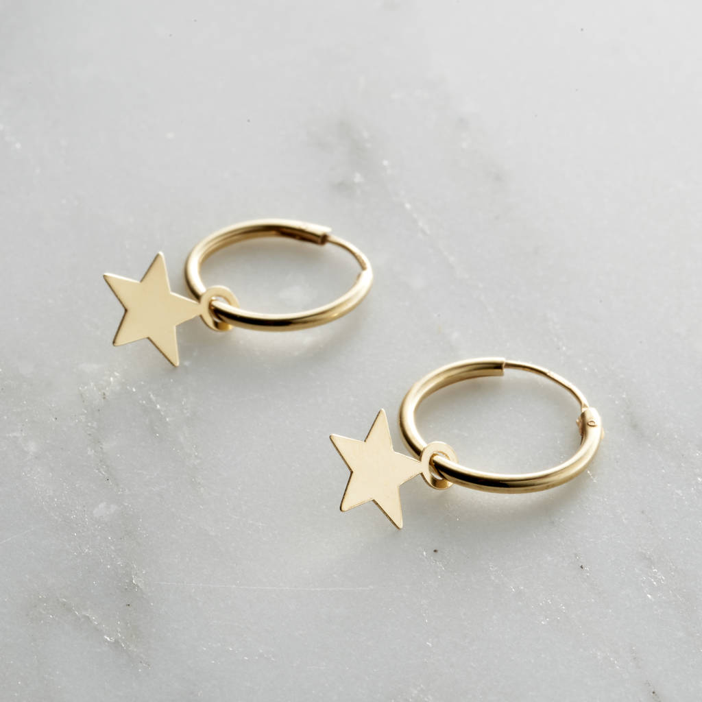 9ct Gold Star Hoop Earrings By Posh Totty Designs Notonthehighstreet Com