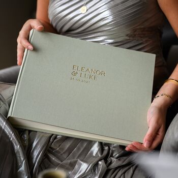 Large Wedding Guest Book Bound In Linen And Elegantly Personalised, 7 of 12