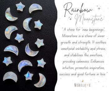 Rainbow Moonstone Moon And Star Earrings, 5 of 10