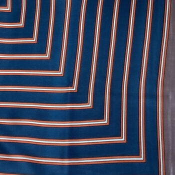 Navy And Orange Geometric Striped Silky Scarf, 2 of 4