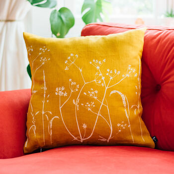 Hedgerow Flowers Linen Cushion, 2 of 4