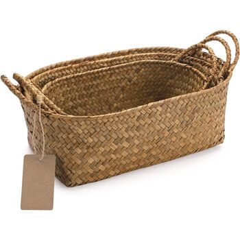 Set Of Three Storage Basket Stackable Woven Organizer, 3 of 7