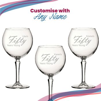 Personalised Hudson Years Young 50th Gin Glass, 4 of 8