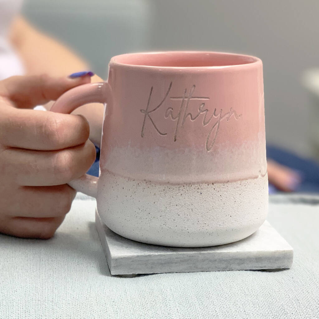 ombre glazed hand engraved mug by perfect personalised gifts