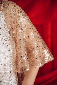 Gold Cape Beaded Wedding Dress Cover Up, 3 of 12