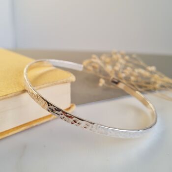 Solid Sterling Silver Hammered Cuff Bangle, 2 of 7