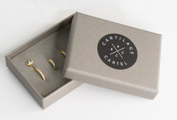 Crystal Baguette Gold Plated Huggie Earrings, 5 of 5