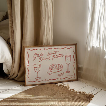 Girls Want Dinner Parties Kitchen Art Print | Wall Art, 6 of 8